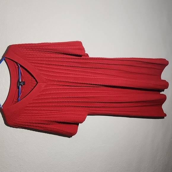 Style & Co Womens Sweater Size 3X Cable Knit Tunic Top Deep Red Shoet Sleeve - Picture 1 of 8